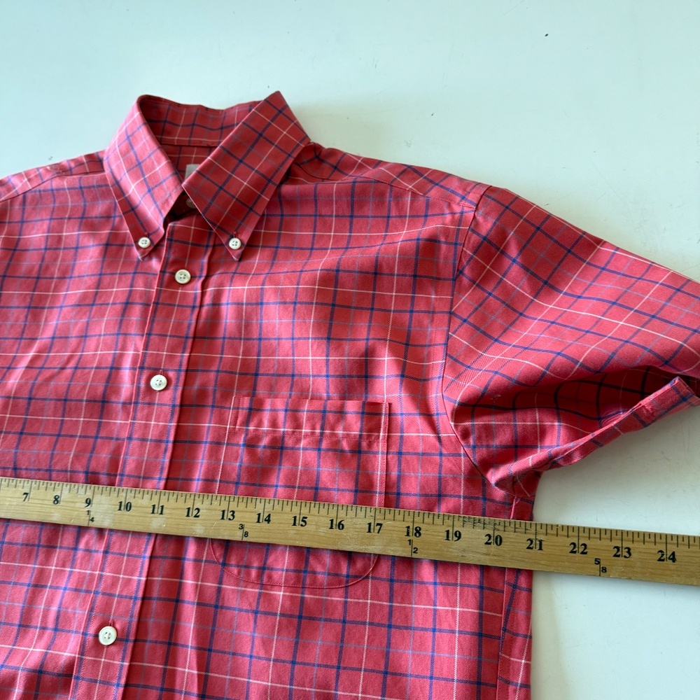 Brooks Brothers 346 Pink & Blue Plaid NI Casual Button Down Shirt Mens Small - Picture 5 of 6
